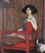 Fernand Khnopff Mary von Stuck in a Red Armchair china oil painting artist